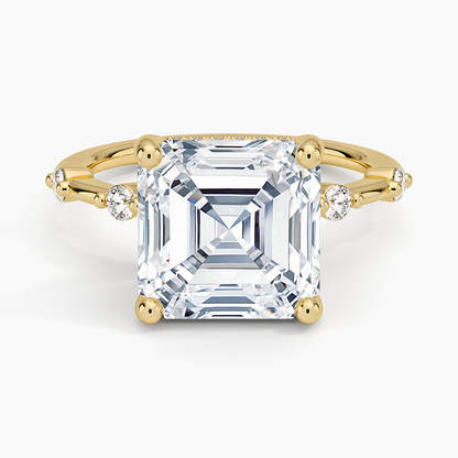 4.20 Asscher Kesim Hidden Halo Tasarım Tektaş Laboratuvar Pırlanta Yüzük - Zelora