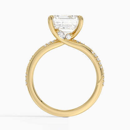 4.25 Karat Asscher Kesim Hidden Halo Tasarım Tektaş Laboratuvar Pırlanta Yüzük 18K  - Melora