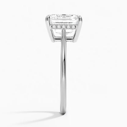 4.10 Asscher Kesim Hidden Halo Tasarım Tektaş Laboratuvar Pırlanta Yüzük - Tilora