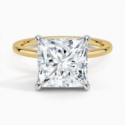 4.10 Karat Prenses Kesim Hidden Halo Tasarım Tektaş Laboratuvar Pırlanta Yüzük 18K  - Elora - Bold Diamonds