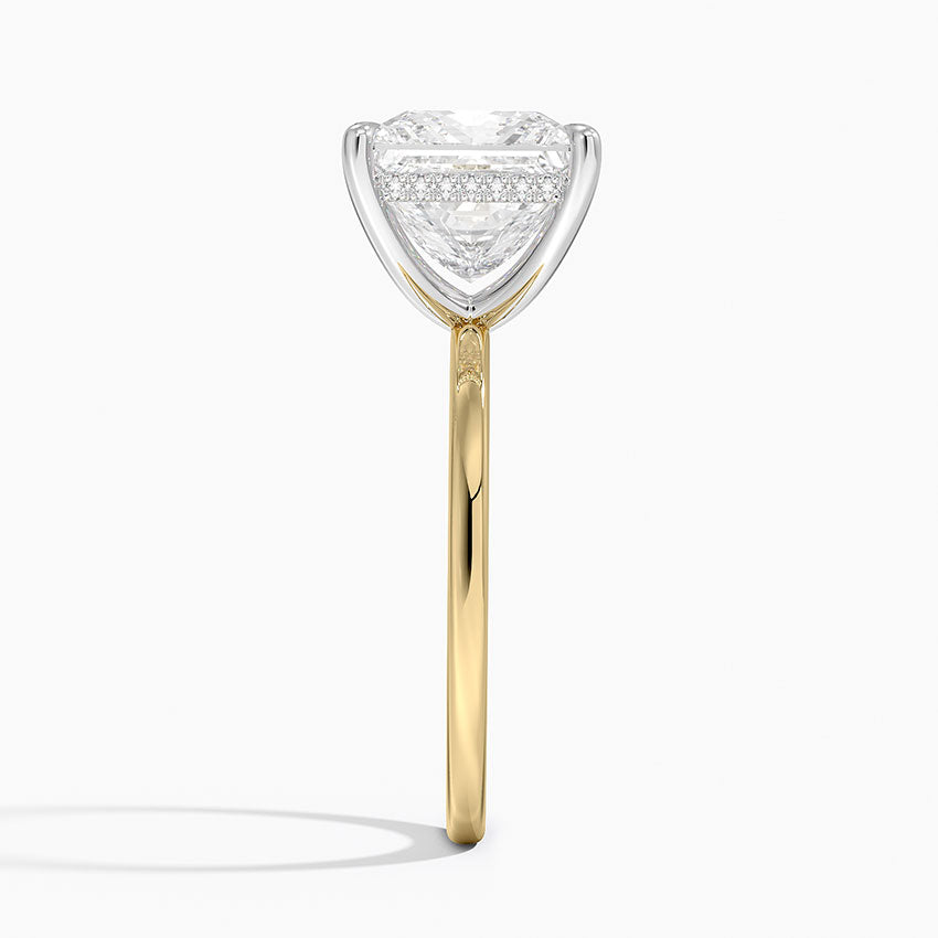4.10 Karat Prenses Kesim Hidden Halo Tasarım Tektaş Laboratuvar Pırlanta Yüzük 18K  - Elora - Bold Diamonds