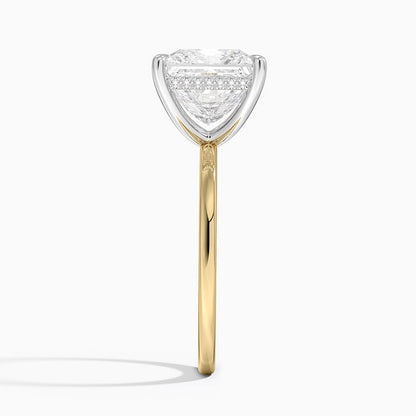 4.10 Karat Prenses Kesim Hidden Halo Tasarım Tektaş Laboratuvar Pırlanta Yüzük 18K  - Elora - Bold Diamonds