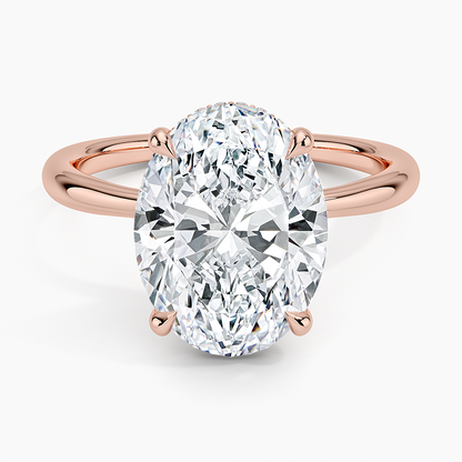 4.10 Karat Oval Kesim Hidden Halo Tasarım Tektaş Laboratuvar Pırlanta Yüzük 18K  - Alvora - Bold Diamonds