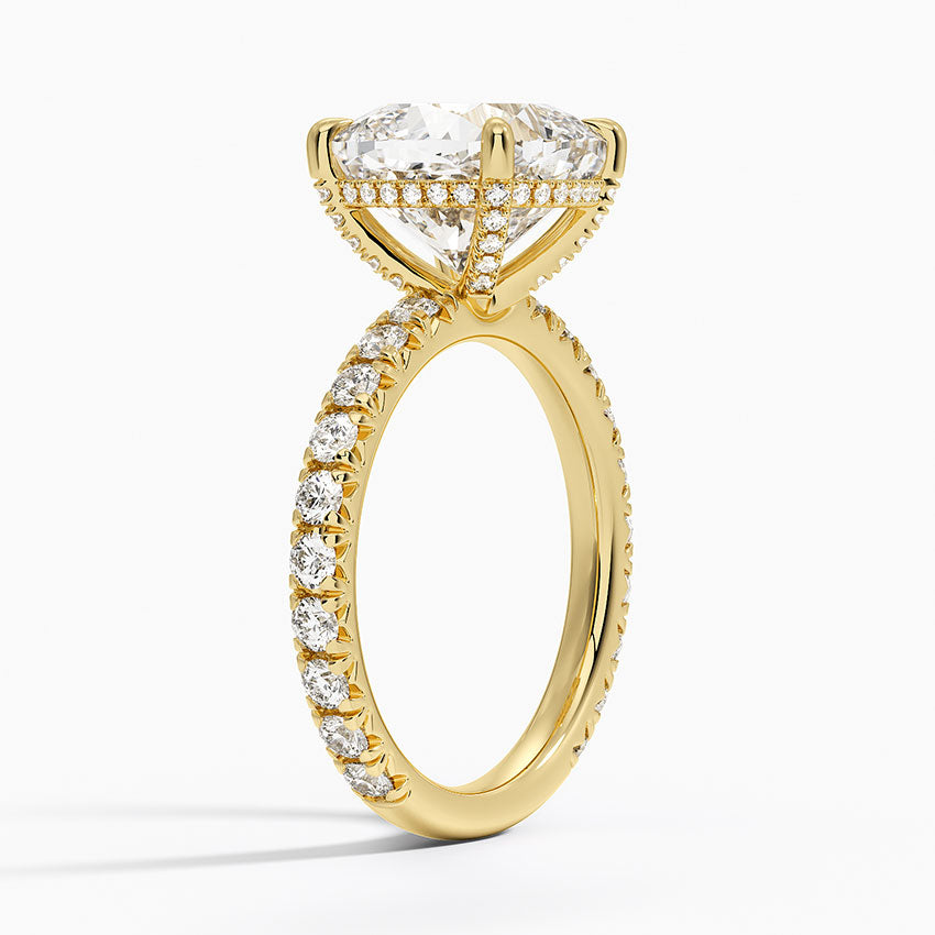 4.75 Karat Cushion Kesim Hidden Halo Tasarım Tektaş Laboratuvar Pırlanta Yüzük 18K  - Selora - Bold Diamonds