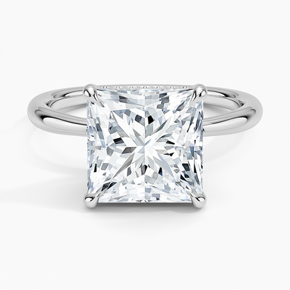 4.10 Karat Prenses Kesim Hidden Halo Tasarım Tektaş Laboratuvar Pırlanta Yüzük 18K  - Alvora - Bold Diamonds