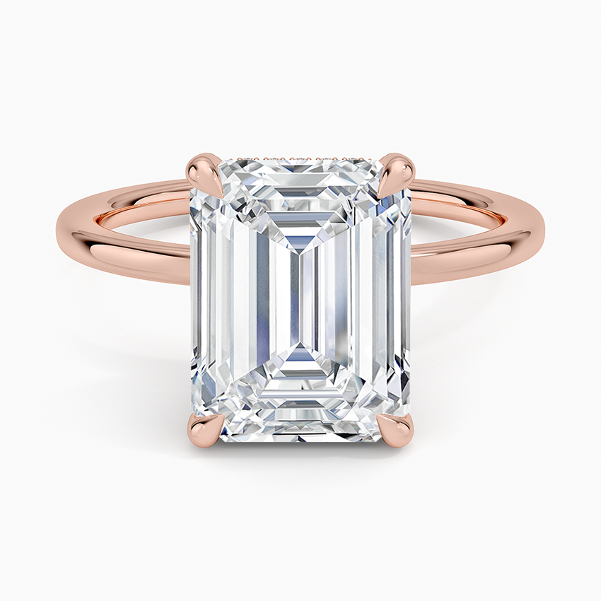 4.15 Karat Emerald Kesim Hidden Halo Tasarım Tektaş Laboratuvar Pırlanta Yüzük - Gilora - Bold Diamonds