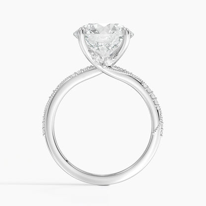 4.25 Karat Hidden Halo Tasarım Tektaş Laboratuvar Pırlanta Yüzük 18K  - Melora - Bold Diamonds