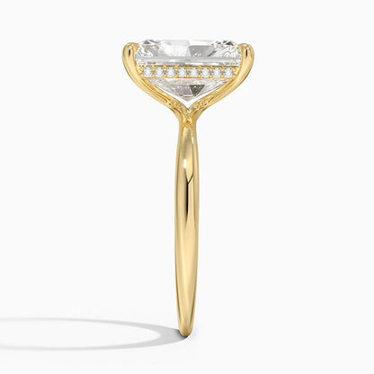 4.10 Karat Radiant Kesim Hidden Halo Tasarım Tektaş Laboratuvar Pırlanta Yüzük 18K  - Alvora - Bold Diamonds