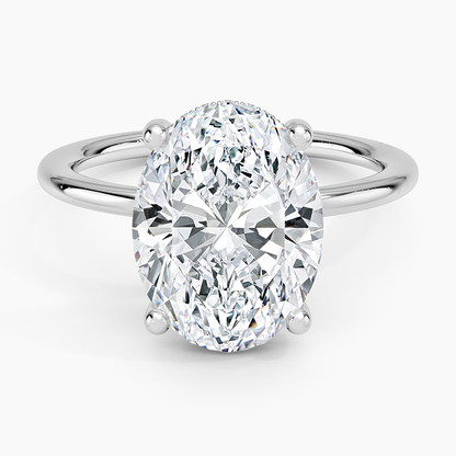 4.10 Oval Kesim Hidden Halo Tasarım Tektaş Laboratuvar Pırlanta Yüzük - Melara