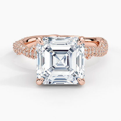 4.75 Asscher Kesim Hidden Halo Tasarım Tektaş Laboratuvar Pırlanta Yüzük - Filara