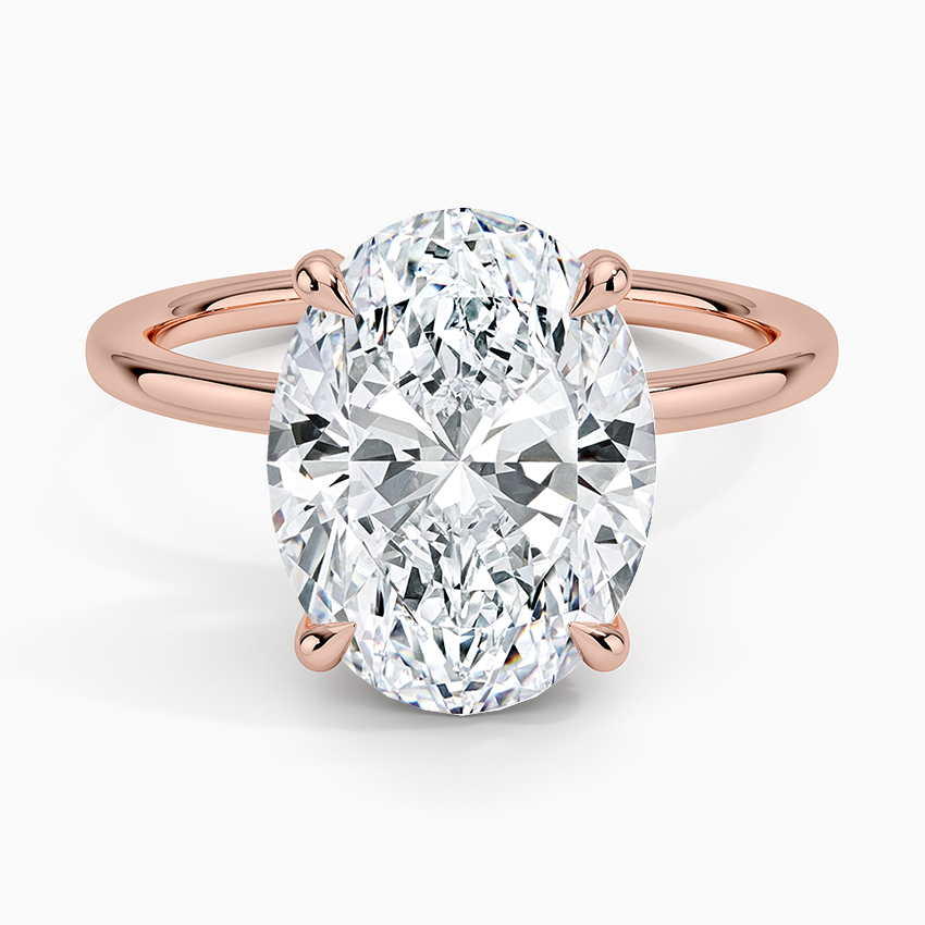 4.15 Karat Oval Kesim Hidden Halo Tasarım Tektaş Laboratuvar Pırlanta Yüzük - Gilora - Bold Diamonds