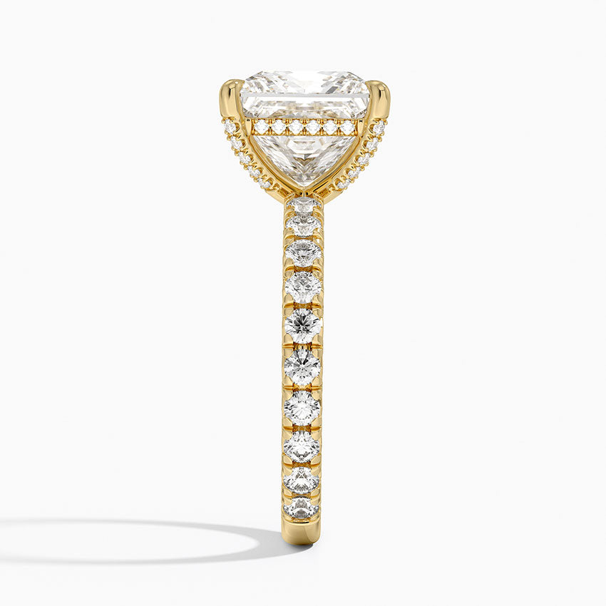 4.75 Karat Prenses Kesim Hidden Halo Tasarım Tektaş Laboratuvar Pırlanta Yüzük 18K  - Selora - Bold Diamonds