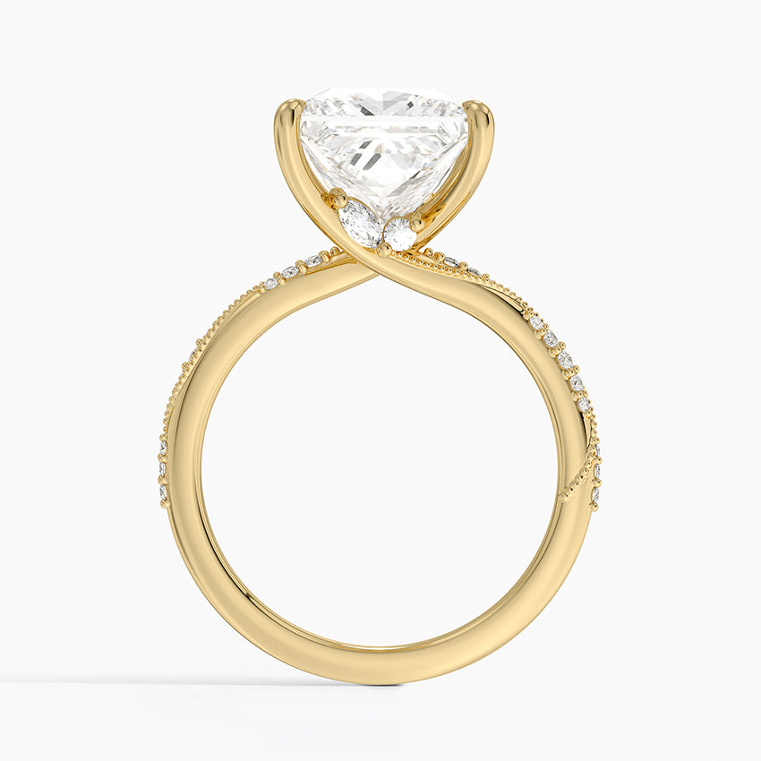4.25 Karat Prenses Kesim Hidden Halo Tasarım Tektaş Laboratuvar Pırlanta Yüzük 18K  - Melora - Bold Diamonds