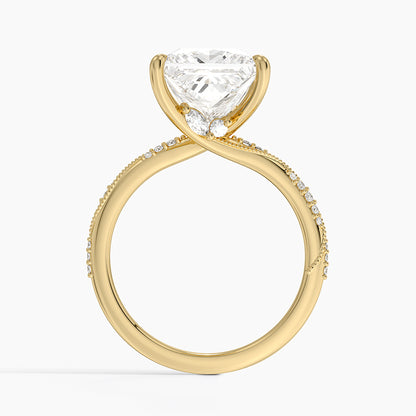 4.25 Karat Prenses Kesim Hidden Halo Tasarım Tektaş Laboratuvar Pırlanta Yüzük 18K  - Melora