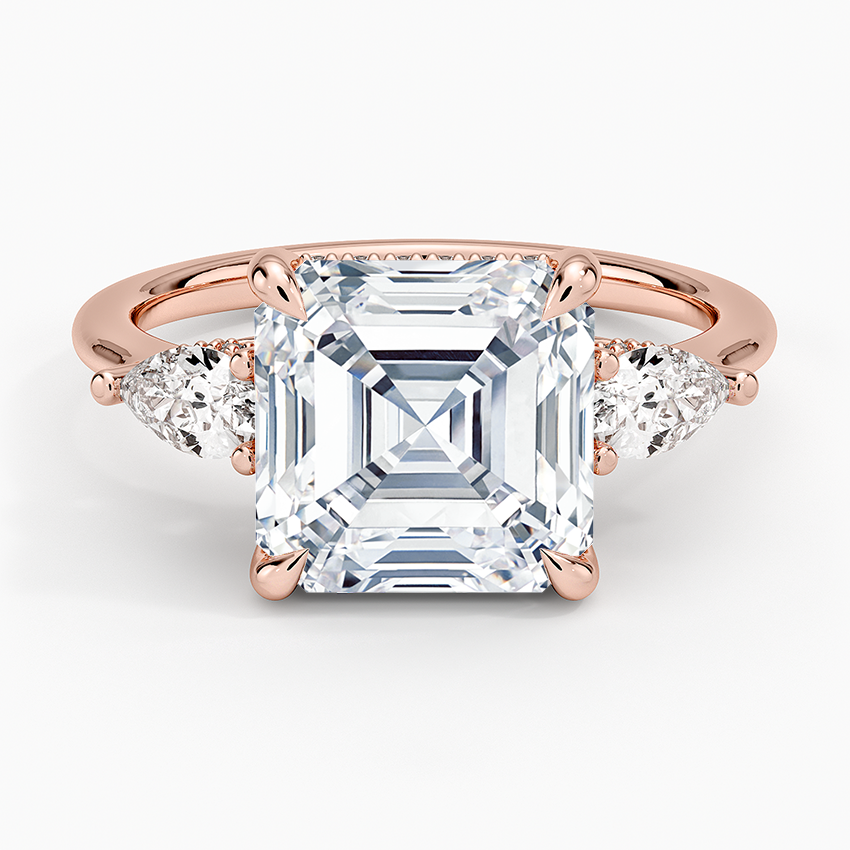 4.50 Asscher Kesim Hidden Halo Tasarım Tektaş Laboratuvar Pırlanta Yüzük - Nilora