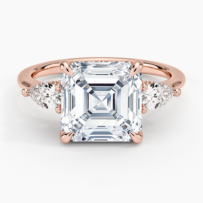 4.50 Asscher Kesim Hidden Halo Tasarım Tektaş Laboratuvar Pırlanta Yüzük - Nilora