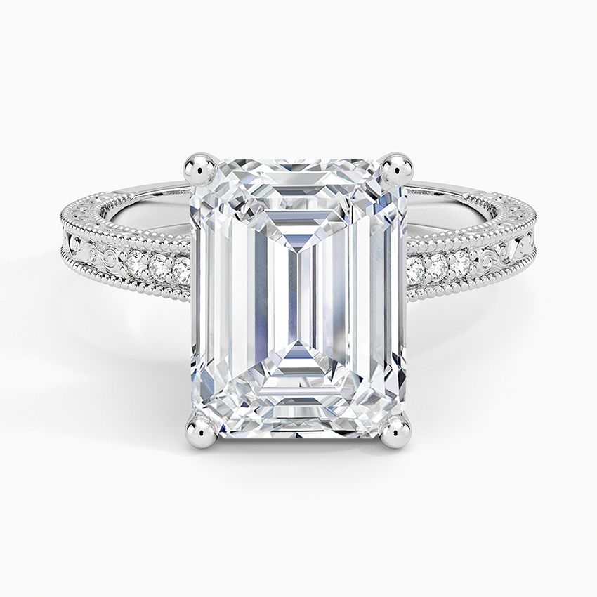 4.15 Emerald Kesim Hidden Halo Tasarım Tektaş Laboratuvar Pırlanta Yüzük - Silora