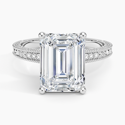 4.15 Emerald Kesim Hidden Halo Tasarım Tektaş Laboratuvar Pırlanta Yüzük - Silora