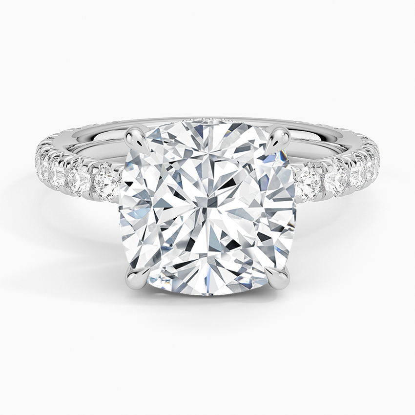 4.75 Karat Cushion Kesim Hidden Halo Tasarım Tektaş Laboratuvar Pırlanta Yüzük 18K  - Selora - Bold Diamonds