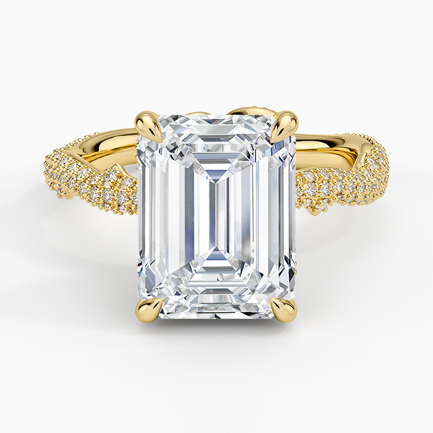 4.75 Emerald Kesim Hidden Halo Tasarım Tektaş Laboratuvar Pırlanta Yüzük - Filara