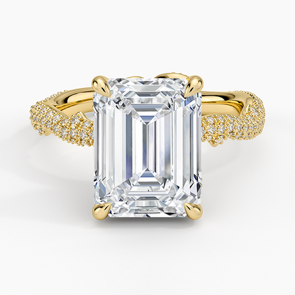 4.75 Emerald Kesim Hidden Halo Tasarım Tektaş Laboratuvar Pırlanta Yüzük - Filara