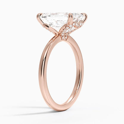 4.15 Emerald Kesim Hidden Halo Tasarım Tektaş Laboratuvar Pırlanta Yüzük - Vilora