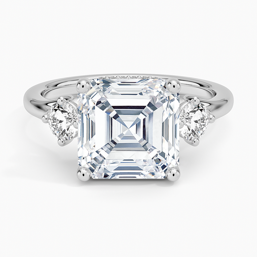 4.50 Asscher Kesim Hidden Halo Tasarım Tektaş Laboratuvar Pırlanta Yüzük 18K - Milora