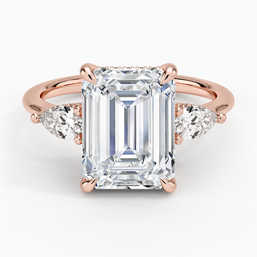 4.50 Emerald Kesim Hidden Halo Tasarım Tektaş Laboratuvar Pırlanta Yüzük - Nilora