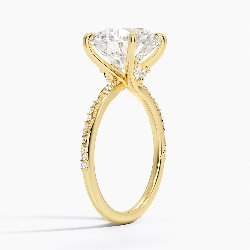 4.25 Karat Hidden Halo Tasarım Tektaş Laboratuvar Pırlanta Yüzük 18K  - Melora - Bold Diamonds