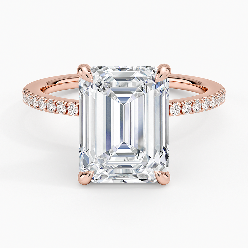 4.25 Karat Emerald Kesim Hidden Halo Tasarım Tektaş Laboratuvar Pırlanta Yüzük - Filora - Bold Diamonds