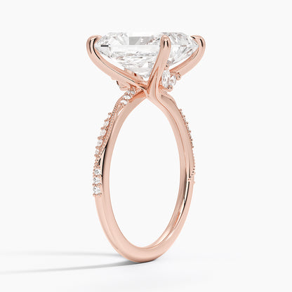 4.25 Karat Radiant Kesim Hidden Halo Tasarım Tektaş Laboratuvar Pırlanta Yüzük 18K  - Melora