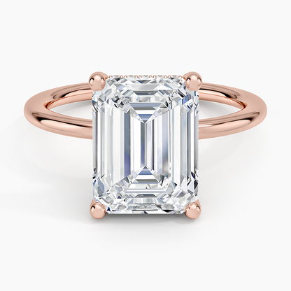 4.10 Emerald Kesim Hidden Halo Tasarım Tektaş Laboratuvar Pırlanta Yüzük - Melara