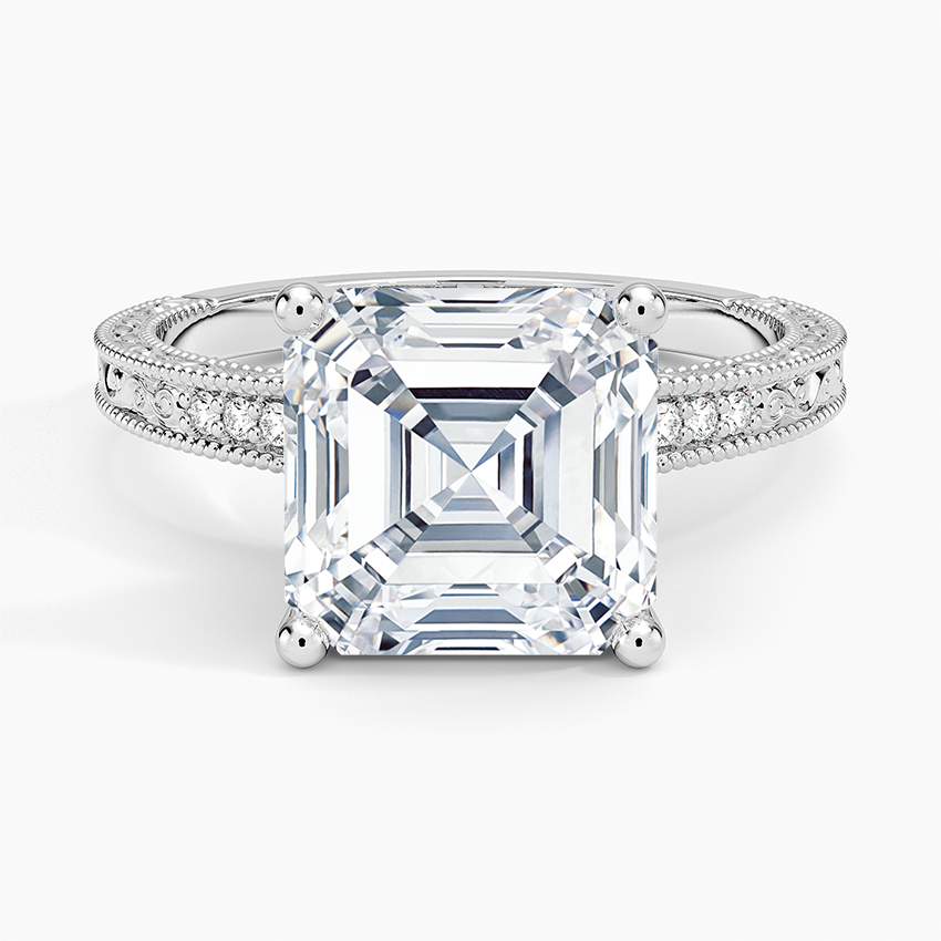4.15 Asscher Kesim Hidden Halo Tasarım Tektaş Laboratuvar Pırlanta Yüzük 18K - Silora