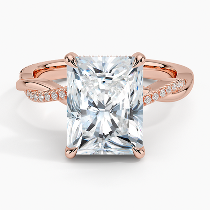 4.25 Karat Radiant Kesim Hidden Halo Tasarım Tektaş Laboratuvar Pırlanta Yüzük 18K  - Talora