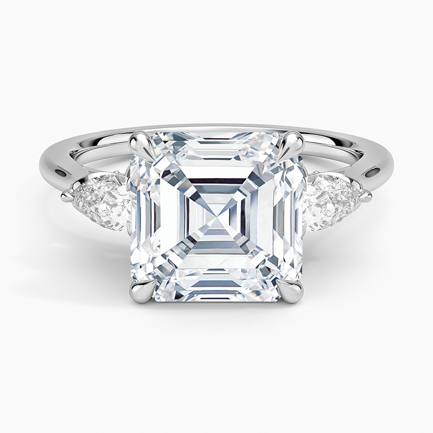 4.75 Karat Asscher Kesim Hidden Halo Tasarım Tektaş Laboratuvar Pırlanta Yüzük 18K - Calora