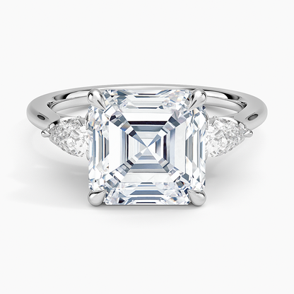 4.75 Karat Asscher Kesim Hidden Halo Tasarım Tektaş Laboratuvar Pırlanta Yüzük 18K - Calora