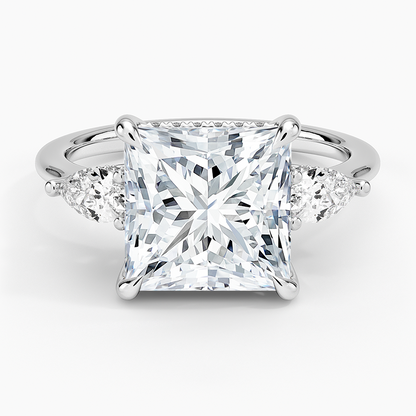 4.50 Prenses Kesim Hidden Halo Tasarım Tektaş Laboratuvar Pırlanta Yüzük - Nilora