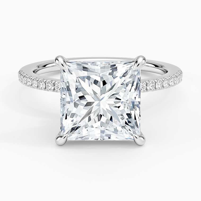 4.25 Karat Prenses Kesim Hidden Halo Tasarım Tektaş Laboratuvar Pırlanta Yüzük - Filora - Bold Diamonds