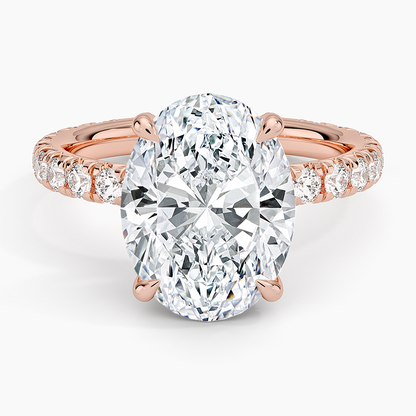 4.75 Karat Oval Kesim Hidden Halo Tasarım Tektaş Laboratuvar Pırlanta Yüzük 18K  - Selora