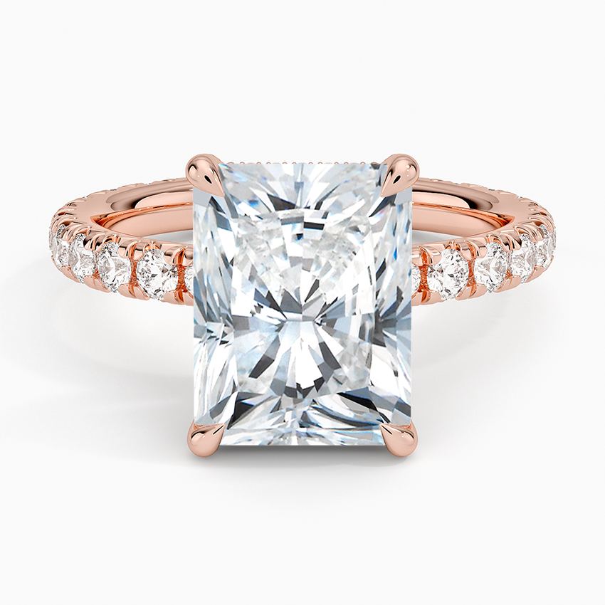 4.75 Karat Radiant Kesim Hidden Halo Tasarım Tektaş Laboratuvar Pırlanta Yüzük 18K  - Selora