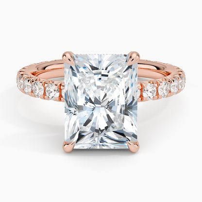 4.75 Karat Radiant Kesim Hidden Halo Tasarım Tektaş Laboratuvar Pırlanta Yüzük 18K  - Selora