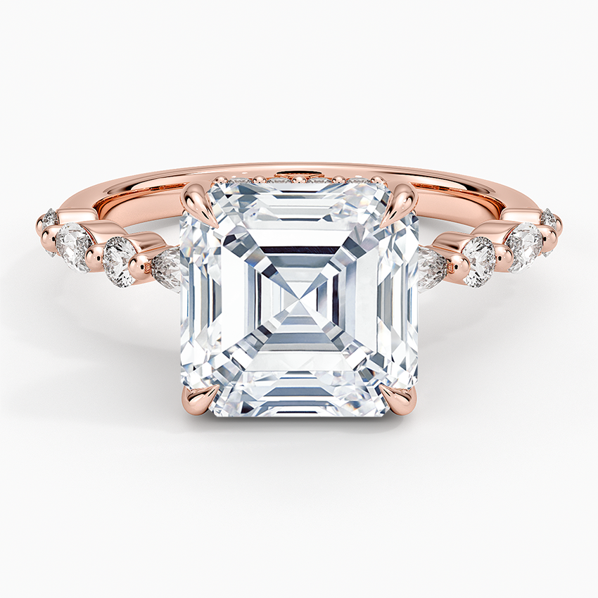 4.50 Karat Asscher Kesim Hidden Halo Tasarım Tektaş Laboratuvar Pırlanta Yüzük - Verona