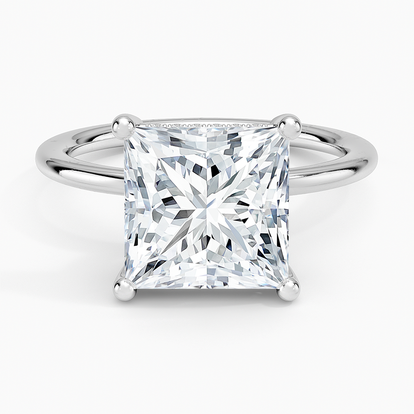 4.10 Prenses Kesim Hidden Halo Tasarım Tektaş Laboratuvar Pırlanta Yüzük - Melara