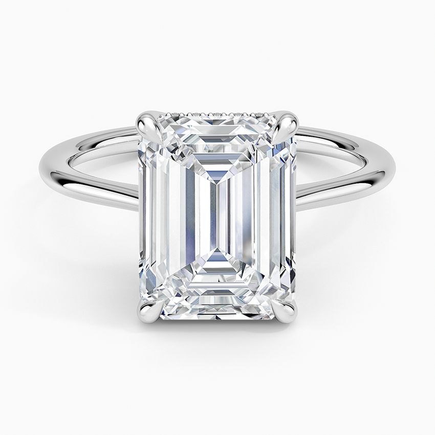 4.10 Emerald Kesim Hidden Halo Tasarım Tektaş Laboratuvar Pırlanta Yüzük - Tilora