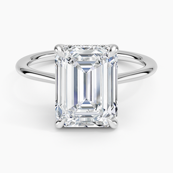 4.10 Karat Emerald Kesim Hidden Halo Tasarım Tektaş Laboratuvar Pırlanta Yüzük - Monaco