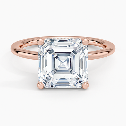 4.10 Asscher Kesim Hidden Halo Tasarım Tektaş Laboratuvar Pırlanta Yüzük - Melara