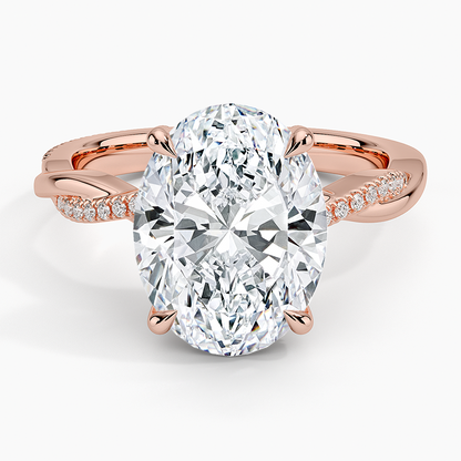 4.25 Karat Oval Kesim Hidden Halo Tasarım Tektaş Laboratuvar Pırlanta Yüzük 18K  - Talora
