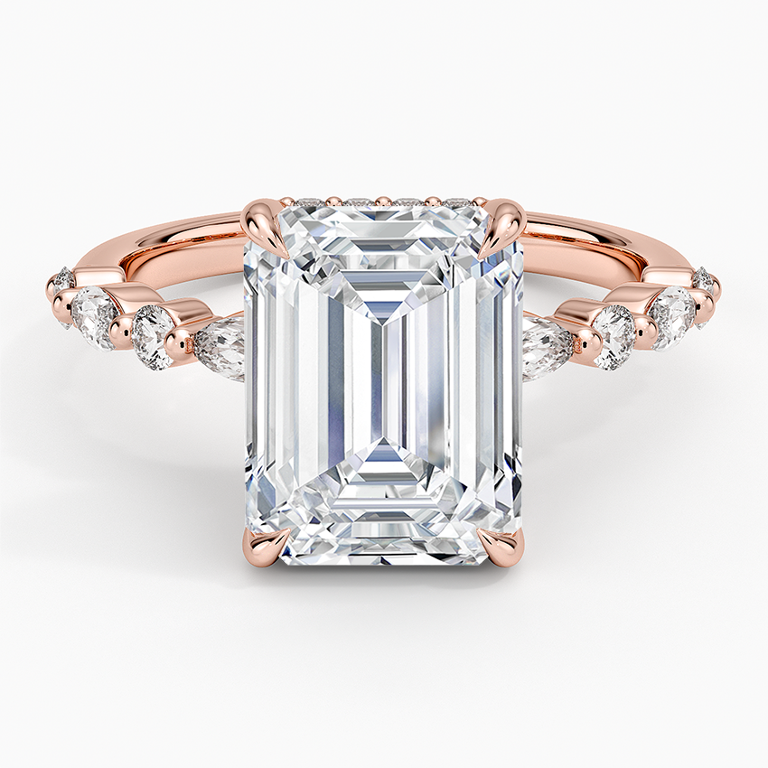 4.50 Karat Emerald Kesim Hidden Halo Tasarım Tektaş Laboratuvar Pırlanta Yüzük - Verona