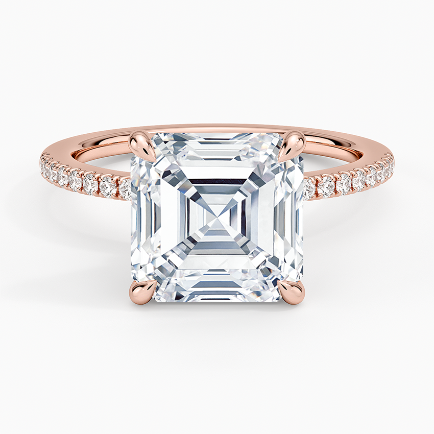 4.25 Karat Asscher Kesim Hidden Halo Tasarım Tektaş Laboratuvar Pırlanta Yüzük - Filora - Bold Diamonds