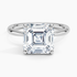 4.10 Karat Asscher Kesim Hidden Halo Tasarım Tektaş Laboratuvar Pırlanta Yüzük 18K  - Alvora - Bold Diamonds